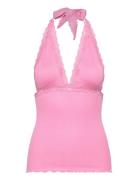 Silk Halter Neck W/ Lace Pink Rosemunde