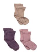 Wool Socks - Rib 3-Pack Patterned Minymo