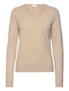 Viril V-Neck L/S Knit Top - Noos Beige Vila