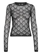 Geometric Openwork T-Shirt Black Mango