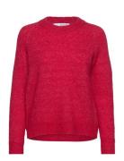 Slflulu Ls Knit O-Neck B Noos Red Selected Femme
