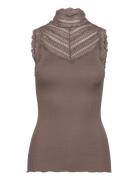 Rwbenita Sl Turtleneck Lace Top Brown Rosemunde