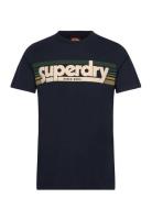 Terrain Striped Logo T Shirt Navy Superdry