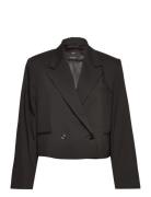 Short Double-Breasted Jacket Black Mango