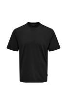 Onsotis Reg Mock Neck Tee Vd Black ONLY & SONS