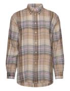 Relaxed Fit Plaid Linen Shirt Brown Polo Ralph Lauren