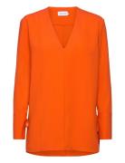 Structure Twill Ls Tunic Top Orange Calvin Klein