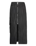 Drapey Stripe Suiting Maxi Skirt Black Ganni