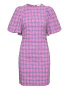 Check Suiting Mini Dress Pink Ganni