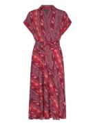 Geo-Striped Belted Crepe Dress Red Lauren Ralph Lauren