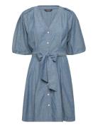 Belted Denim Bubble-Sleeve Shirtdress Blue Lauren Ralph Lauren