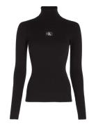 Badge Roll Neck Sweater Black Calvin Klein Jeans