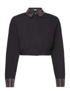 Rhinest Cropped Shirt Black Karl Lagerfeld