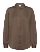 Viellette Satin L/S Shirt - Noos Khaki Vila