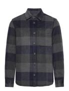 Check Wool-Blend Overshirt Navy Mango