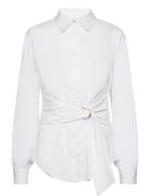 Tie-Front Cotton-Blend Shirt White Lauren Ralph Lauren