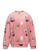 Sweater Velour Aop Animal Face Pink Lindex