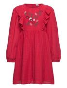 Dress Cotton Structure Frill A Red Lindex