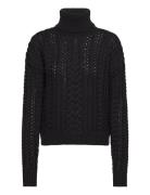 Cable-Knit Cotton-Blend Turtleneck Black Lauren Ralph Lauren