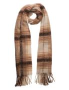 Plaid Fringe-Trim Wool-Blend Scarf Brown Polo Ralph Lauren