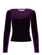 Low-Cut Velvet T-Shirt Purple Mango