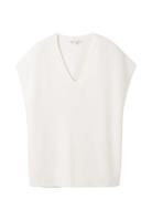 Knit Sleeveless V-Neck White Tom Tailor