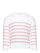 Striped Cotton-Blend Sweater Pink Mango