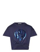 Cropped Knotted T-Shirt Navy Tom Tailor