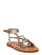 Ruched Strips Sandals Gold Mango