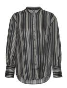 Relaxed Striped Stand Collar Shirt Black GANT