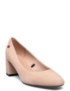 Th Suede Mid Heel Block Pump Pink Tommy Hilfiger