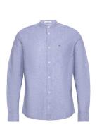 Tjm Reg Mao Linen Blend Shirt Blue Tommy Jeans