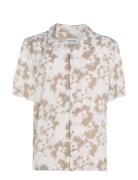 Viscose Flower Aop S/S Shirt Beige Calvin Klein