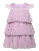 Dress Mesh Flounces Baby Doll Purple Lindex