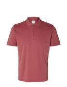 Slhfave Zip Ss Polo B Red Selected Homme