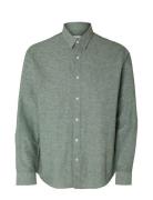 Slhregnew-Linen Shirt Ls Classic Green Selected Homme