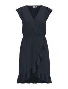 Vimo Y S/S Wrap Flounce Dress /1/Ka Navy Vila