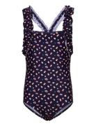 Swimsuit W. Frills, Aop Blue Color Kids