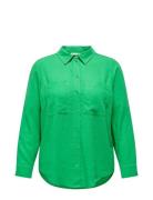 Carcaro L/S Ovs Linen Shirt Tlr Green ONLY Carmakoma