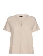 Vmmymilo Ss V-Neck Top Wvn Ga Beige Vero Moda