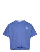 Cropped T-Shirt With Badge Blue Tom Tailor
