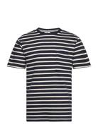 Akkikki S/S Stripe Tee - Gots Navy Anerkjendt