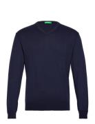 V Neck Sweater L/S Blue United Colors Of Benetton