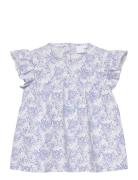 Ruffles Printed Blouse Blue Mango