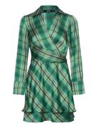 Check Bow Dress Green Mango