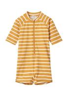 Max Stripe Short Sleeve Swim Jumpsuit Yellow Liewood