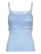 Silk Strap Top W/ Lace Blue Rosemunde