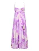Lenora Printed Midi Dress Purple Bardot