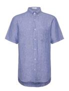 Reg Linen Ss Shirt Blue GANT