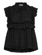 Sleeveless Blouse With Flounce Black Stella Nova